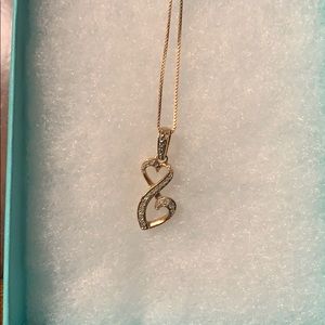 Rose gold sterling silver twin hearts necklace